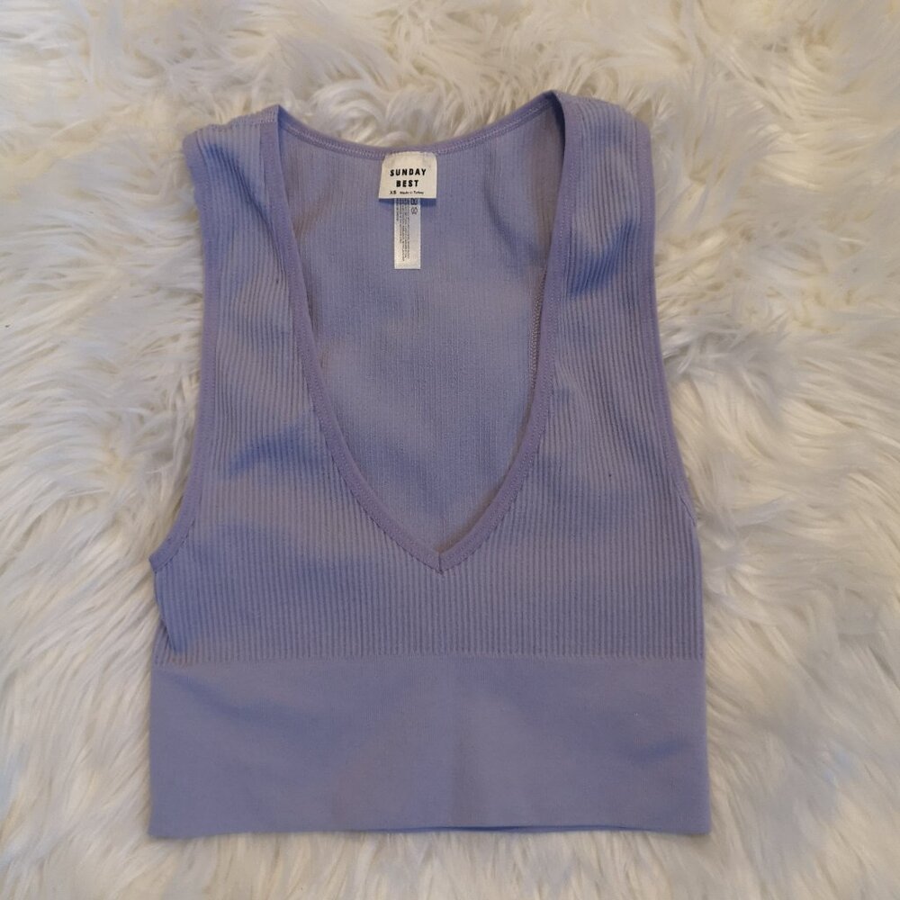 Aritzia Sunday Best Seamless Ribbed Crop Top - Size XS